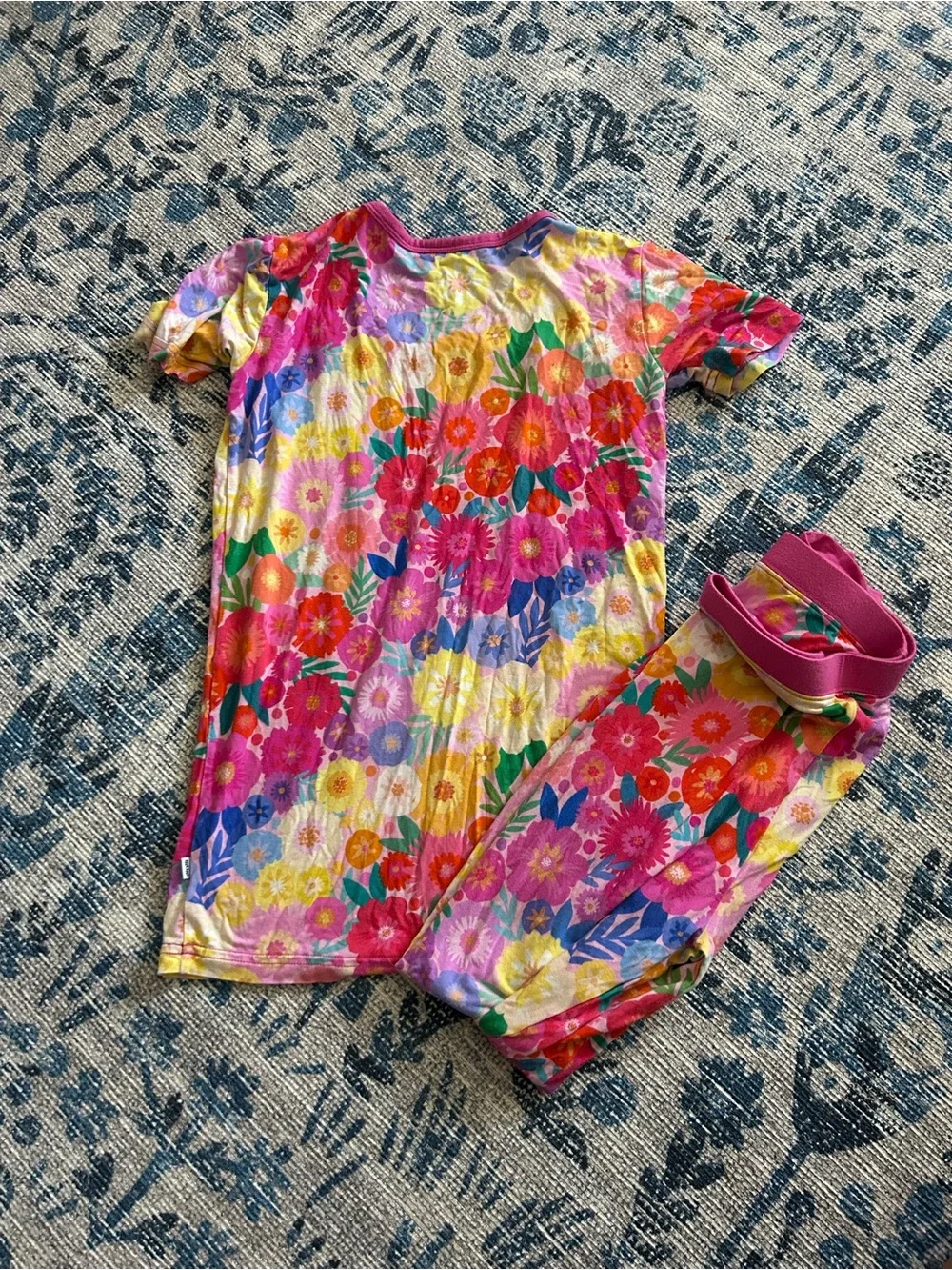 Little Sleepies Rainbow Blooms Pajama Set Girls 9/10 Mother’s Day Floral Bamboo